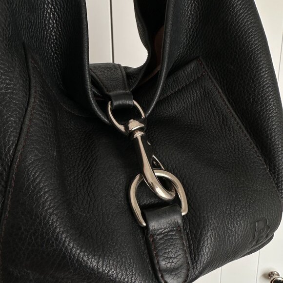 Vintage Dooney and Bourke Pebbled Leather Lock Annalisa Hobo - Picture 5 of 15